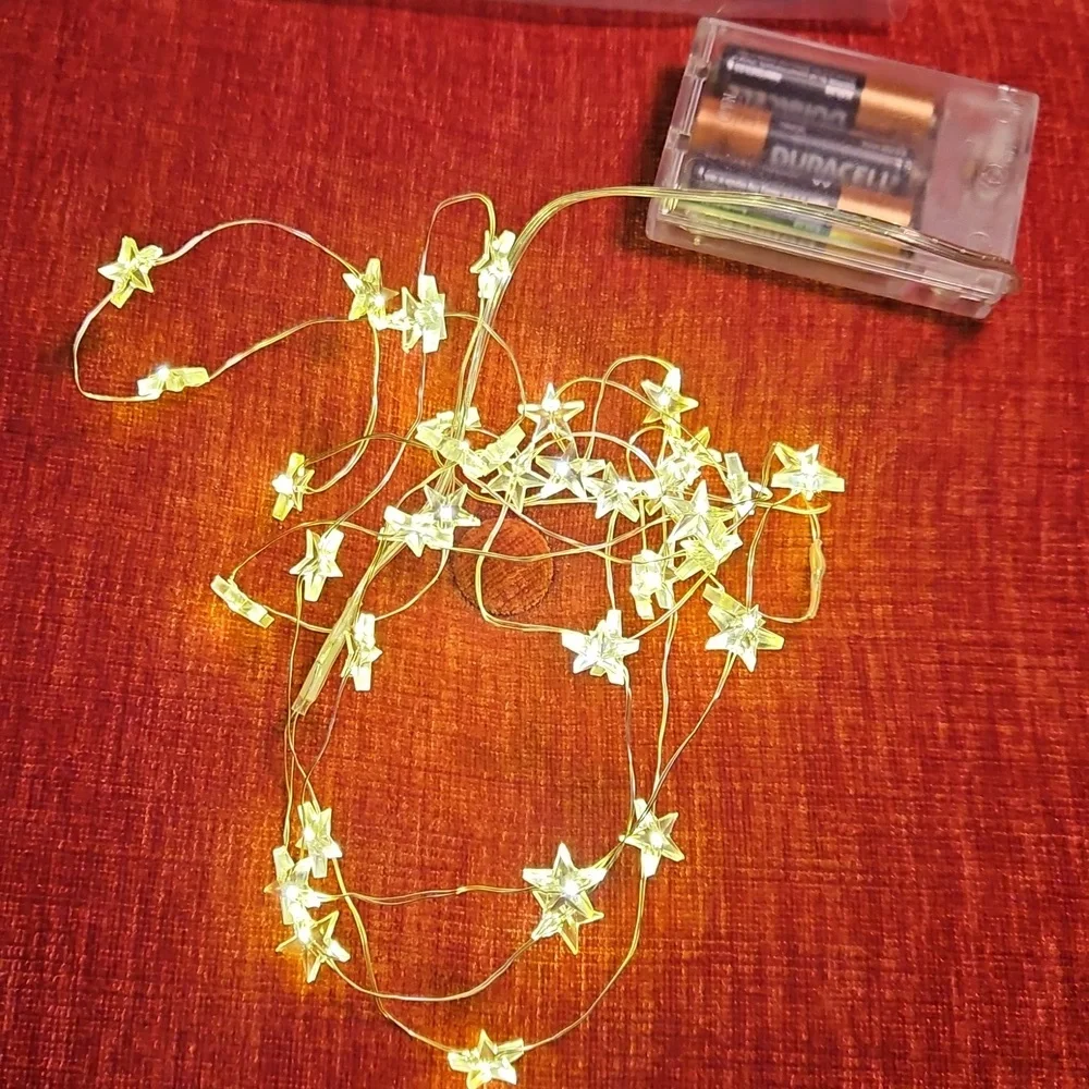 Free People Starry String Lights Mini White 7' Copper Wire With 3 Batteries NWOT